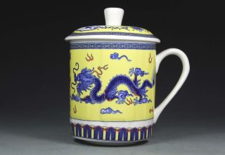 Chinese Old Porcelain Collectibles Decorated Handwork Painting Dragon Cup photo