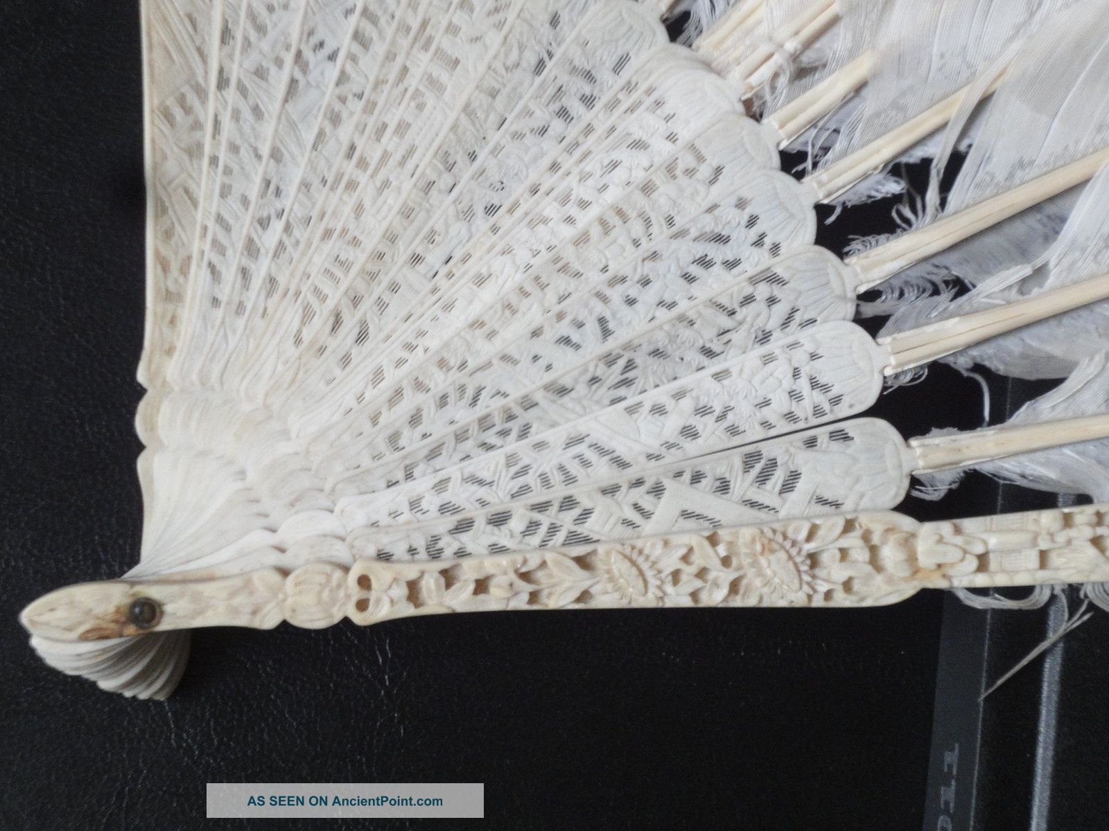 Antique 19thc Chinese Canton Export Carved Bone Ladies Brise Fan Other photo