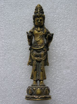 Great Javanese Fire Gilt Bronze Bodhisattwa 14th - 15th Century photo