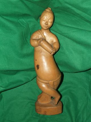 Vintage Estate Asian Oriental Chinese Wood Carved Figurine Statue Buddha? photo