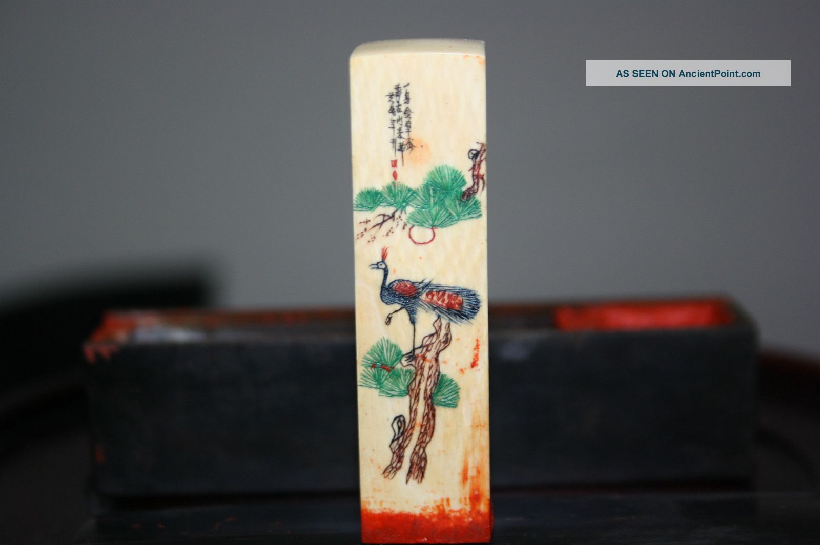 Chinese Carved Ox - Bone Seal With Horn Carved Covered Box Seals photo