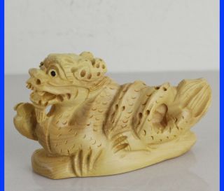 Unbelievable 0.  01 Start Boxwood Hand - Carving Dragon Statue Old photo