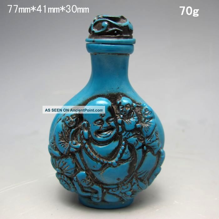 Chinese Turquoise Hand - Carved Snuff Bottle Nr/bg2005 Snuff Bottles photo