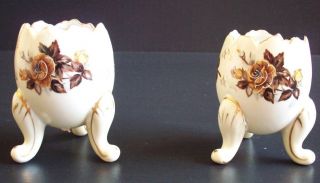 Vintage Napcoware Porcelain 3 Legged Broken Egg Vases Set photo