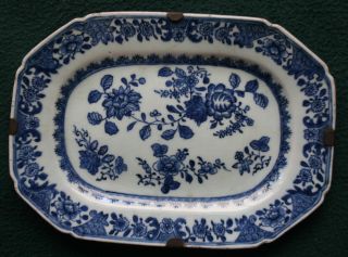 Chinese Blue And White Dish Decorated With Flowers,  18th Century photo