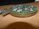 Vintage Chinese Enameled Hand Mirror,  Leaf - Nut - Butterfly Decor,  Beveled Edge Other photo 3