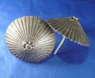 Sterling Silver 1950s Japanese Parasol Salt & Pepper Shakers.  925 Silver photo