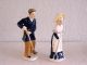 Vintage Japan 2pc Farmer Man & Woman Ceramic Figurine Set Marked Statues photo 1