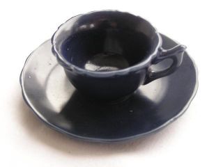 Small Imari Arita Cup & Saucer Dark Blue Glaze 1880 - 1900 Handpainted Nr 1507 photo