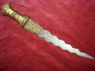 Islamic Indo Persian Gold Inlay Watered Jambiya Dagger Knife Sword Axe Spear photo