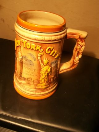 Vintage Beer Stein Twin Towers New York City Statue Of Liberty Worldtrade Japan photo