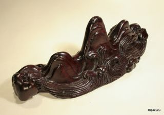 Chinese Scholars Carved Wood Brush Rest photo