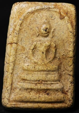 Antique Somdej Thai Buddha Amulet Wat Rakang Piece Rb034m photo