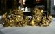 Pair Detailed Brass Chinese Foo Dogs Guardian Lion Statues Foo Dogs photo 1