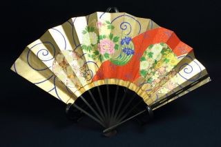 D369 Jc Japanese Antiques Hand Painted Folding/dancer ' S Fan Flowers photo