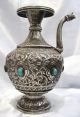 Antique Solid Silver Persian Rose Water Sprinkler W/h Turquoise Gemstones Middle East photo 1
