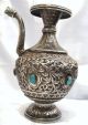 Antique Solid Silver Persian Rose Water Sprinkler W/h Turquoise Gemstones Middle East photo 2