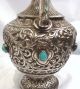 Antique Solid Silver Persian Rose Water Sprinkler W/h Turquoise Gemstones Middle East photo 3