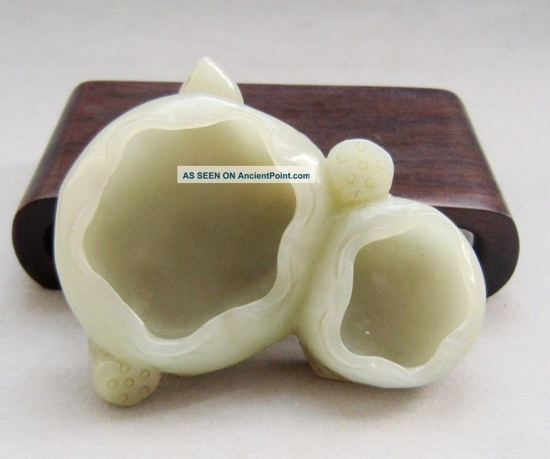 18th C.  Chinese Hetian Jade Carved Lotus Leaf Brush Washer Other photo