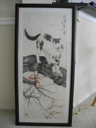Chinese Painting By Beihong Xu With Hard Wood Glass Frame photo