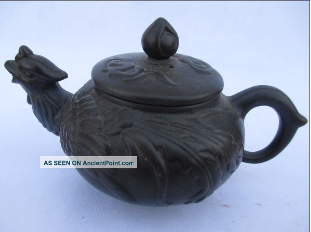 China Dark - Red Enameled Pottery Handmade Ceramic Phoenix Round Pot / 4 - 006 Teapots photo