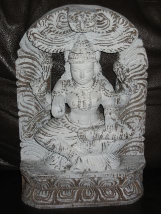 Large Wooden Indian Deity / White Design In Surround 12 