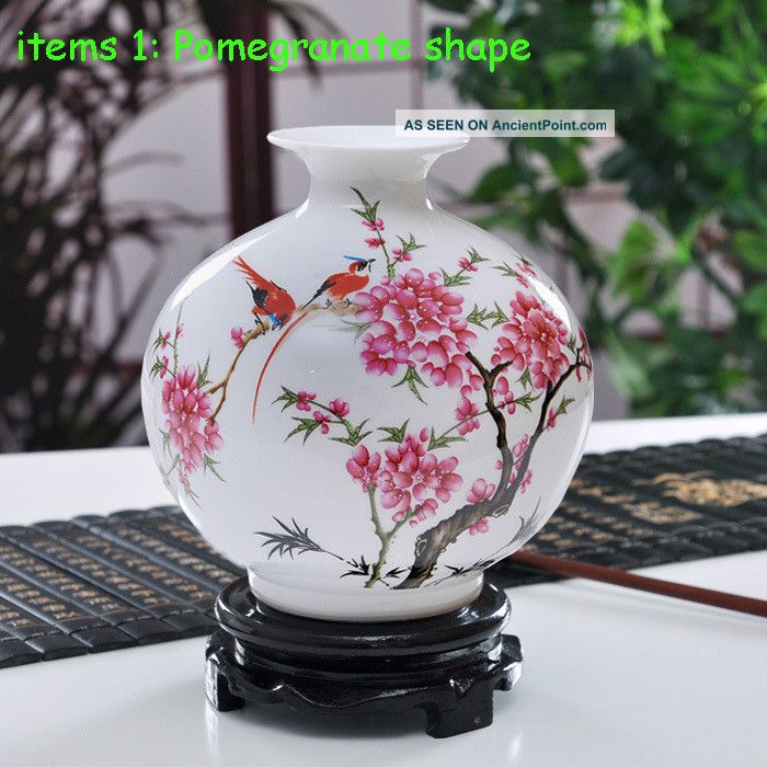 Amazing Chinese Bird And Plum Flower Vase Made 21th Home Decoration Three Shape Other photo