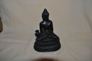Antique Vintage Hand Carved Wooden Buddha Made In Nepal photo