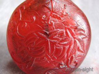 Red Peking Overlay Glass Gourd & Pumpkin & Butterfly Pattern Snuff Bottle photo