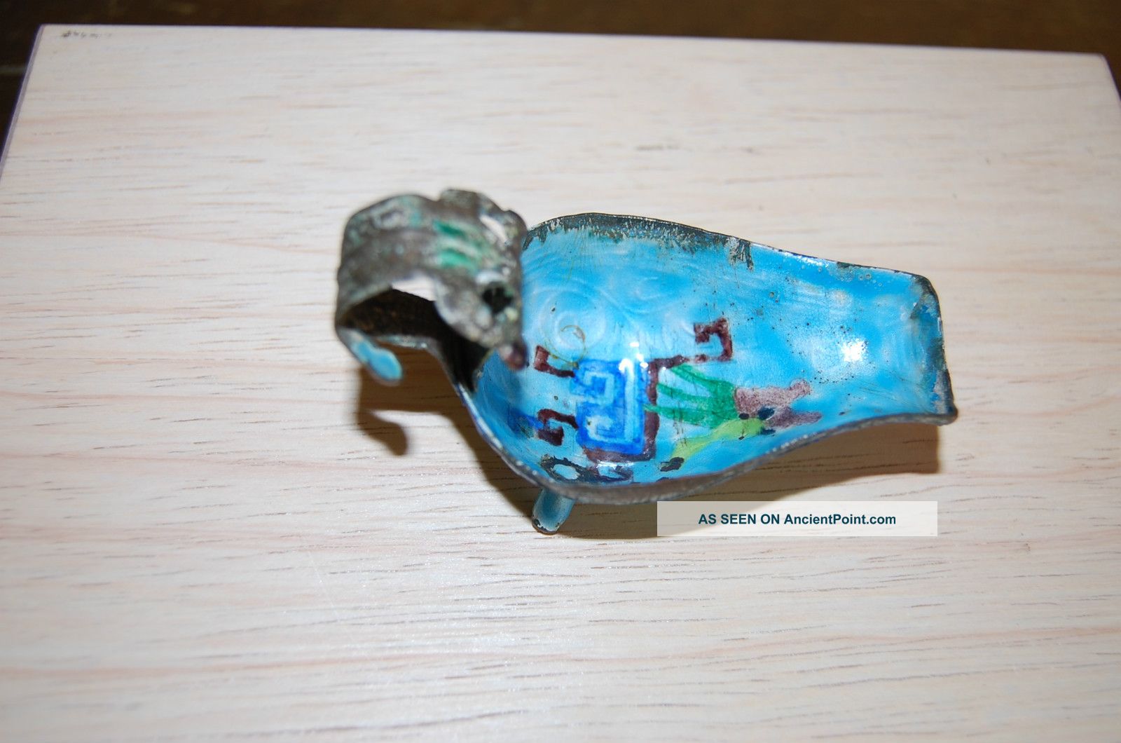 Ahtique Chinese Enamel Dragon Motif Tripod Tea Scoop Other photo