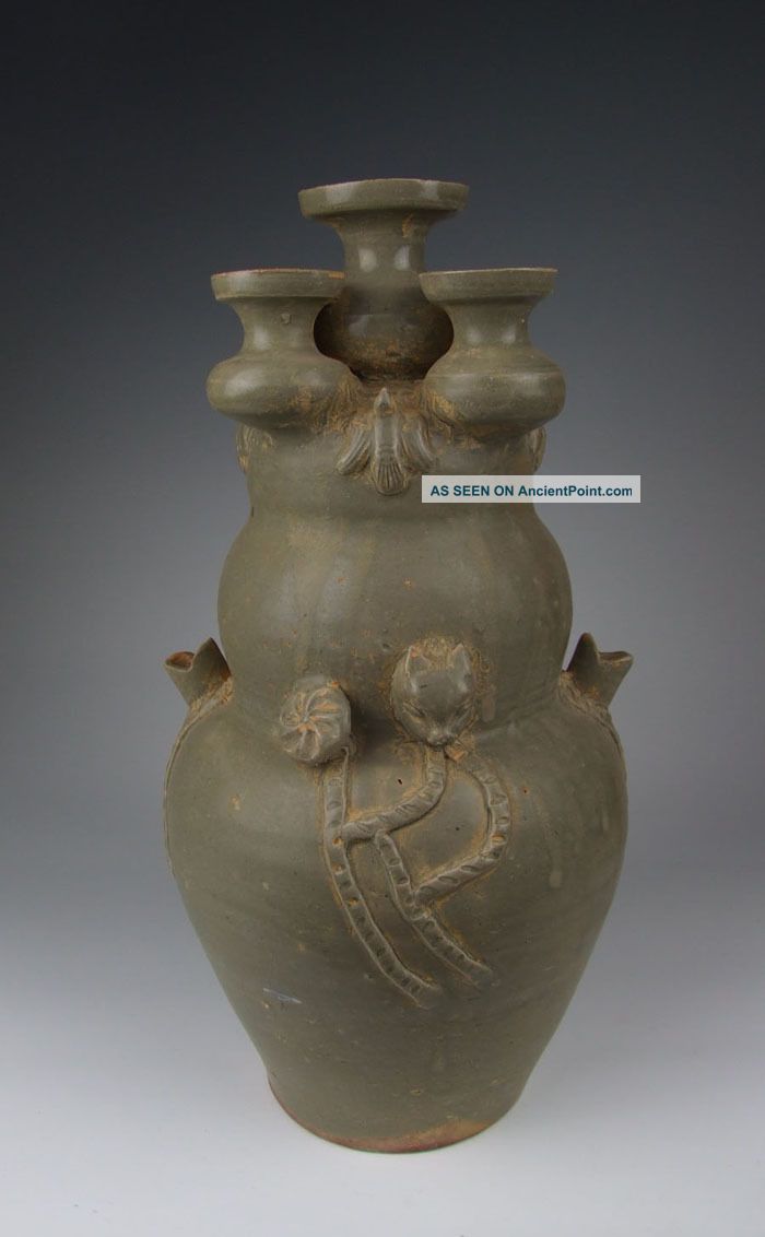 One Large Yue Ware Porcelain Vase With Applique Design Vases photo