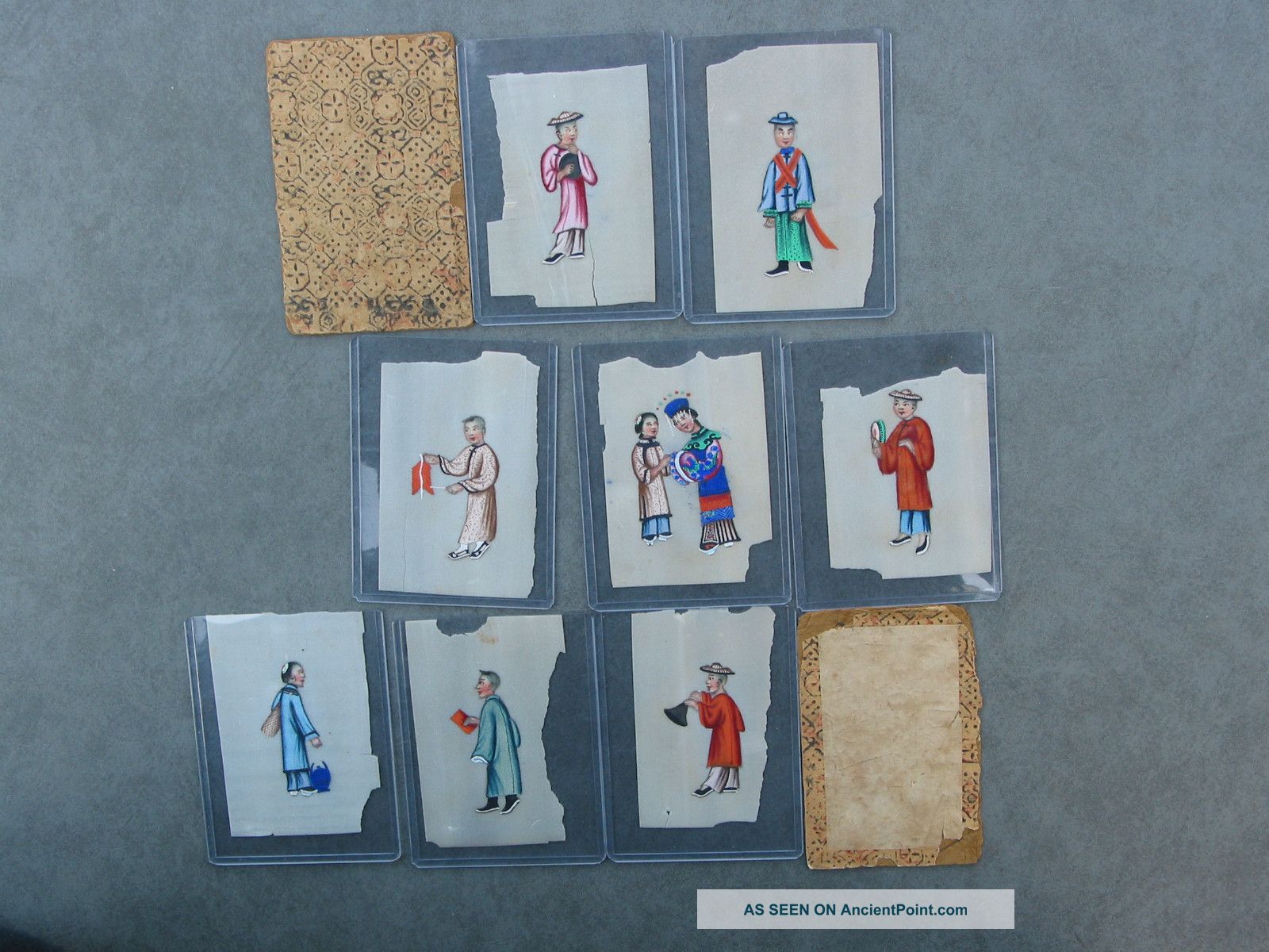 Tiny Pulp Painting Album Wedding Procession Members Chinese Qing 19th Century Paintings & Scrolls photo