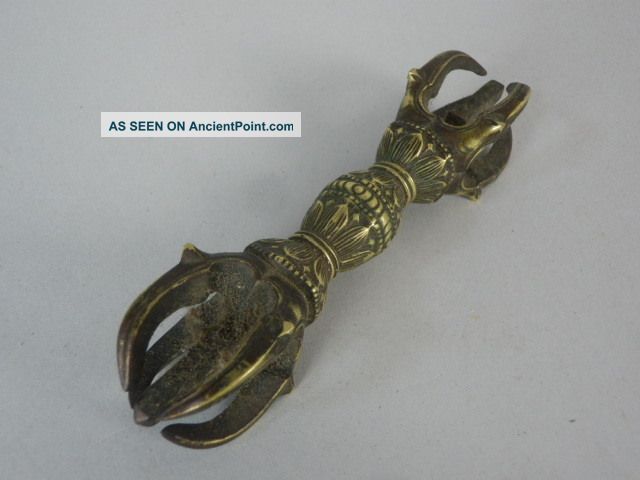 Japanese Old Bronze Buddhist Gokosho Handheld Vajra Preist Tool Shingon Sect Nr Statues photo