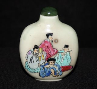 Antique Famille Verte Porcelain Japanese Snuff Bottle photo