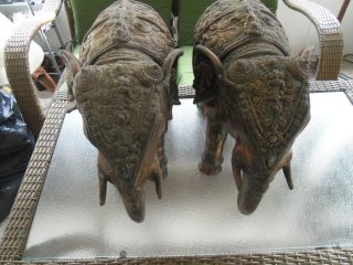A Pair Of Antique Copper Elephants Very Ornate photo