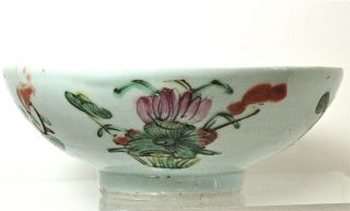 A Find - Early Antique Chinese Porcelain Bowl Hand Painted Enamel Florals photo