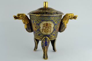 - China Collectibles Old Decorated Handwork Cloisonne Dragon Cup +++++ photo