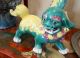 2 Asian Vintage Antique Porcelain Painted Foo Dogs Statue Statues Geisha Decor Foo Dogs photo 6