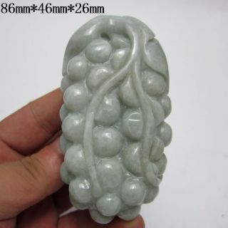 100% Natural Jadeite A Jade Hand - Carved Statue (with A Certificate) - Grapes Pc1068 photo