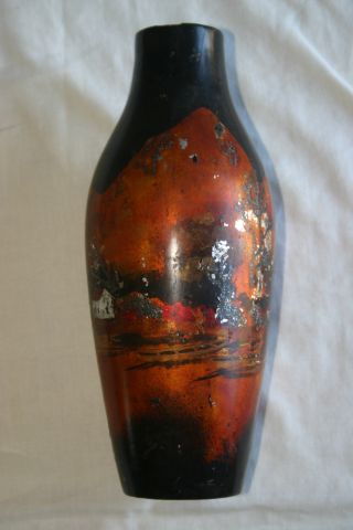 Old Asian Lacquer Ware Vase Interesting Shape - Wabi Sabi photo
