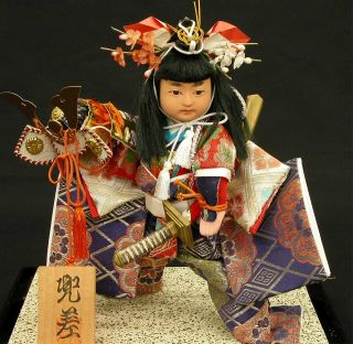 Japanese Antique Samurai Warrior Doll,  