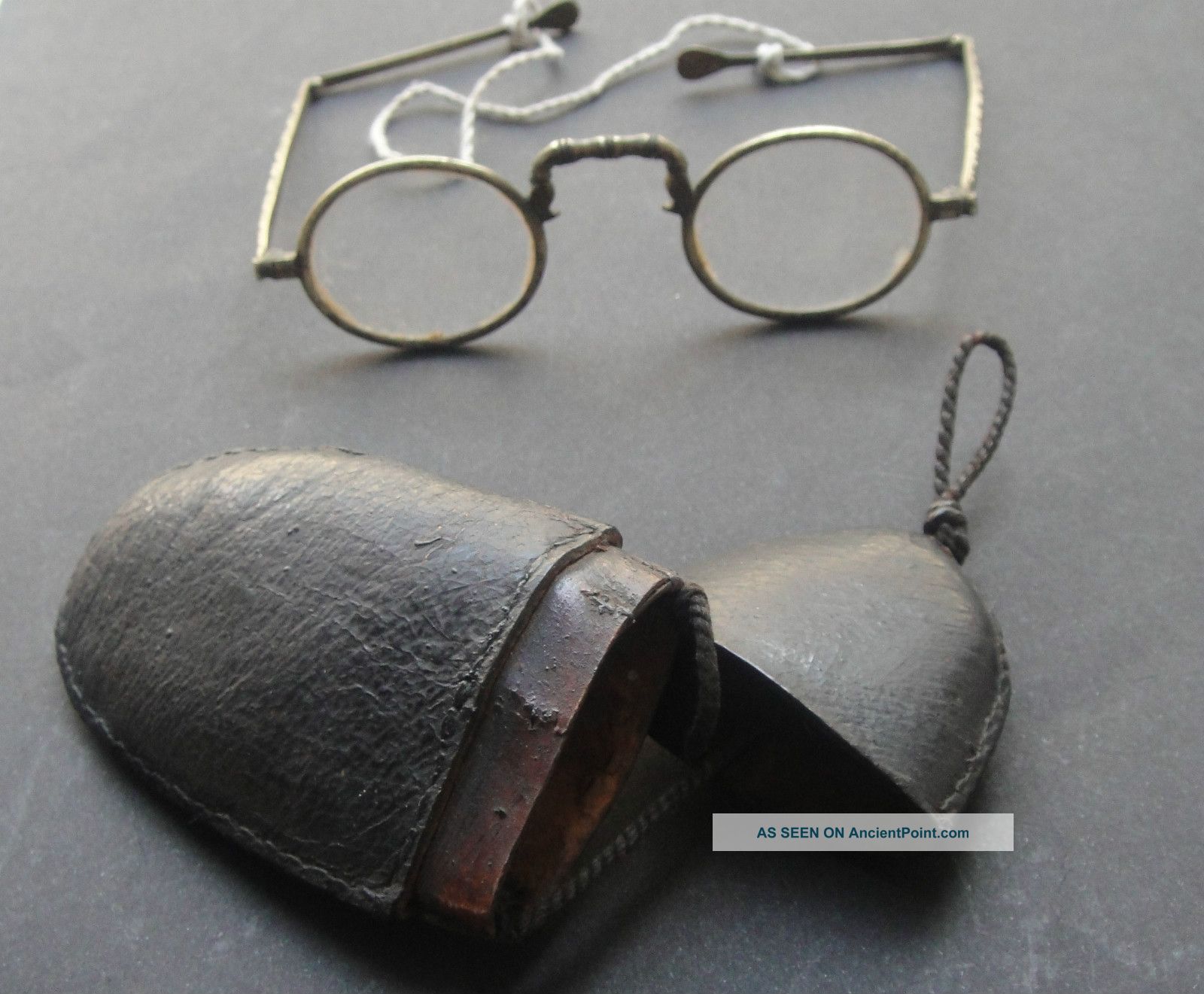 Antique Chinese Glasses With Leather Case Spectacles Robes & Textiles photo