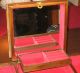 Vintage Chinese Wood Carved Jewelry Box - Japanese / Asian Chest Red Velvet Exc Boxes photo 4