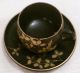 Vintage Japanese Lacquer Wood Tea Cup Black Gold Hand Painted Prunus Boxes photo 2
