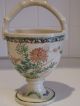 Antique Japanese Ko Satsuma Enamelled Flora Butterflies Basket Signed Other photo 1