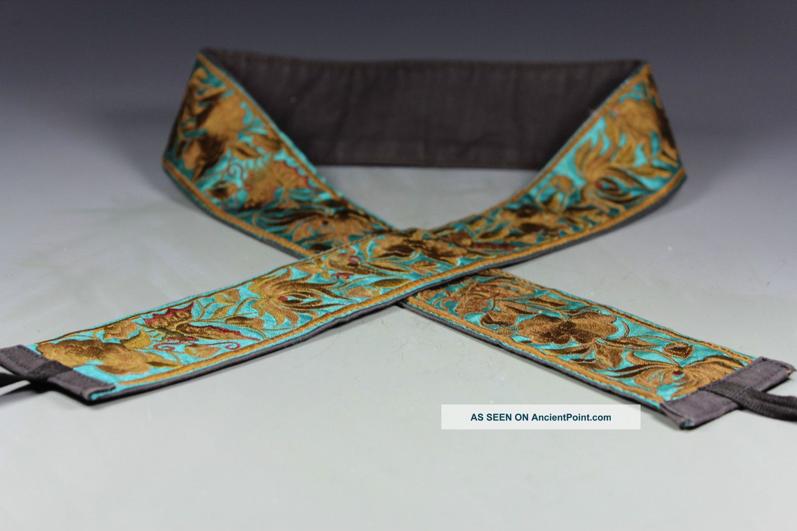 Chinese Old Silk And Satins Handwork Embroidery Belt Decoration Other photo
