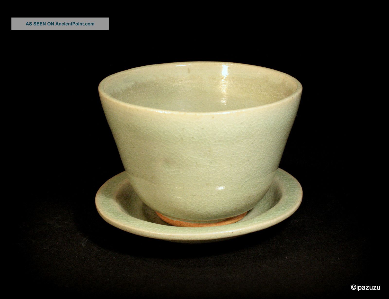 Antique Chinese Greenware Celadon Tea Bowl & Saucer Ming Dynasty (no:2) Bowls photo