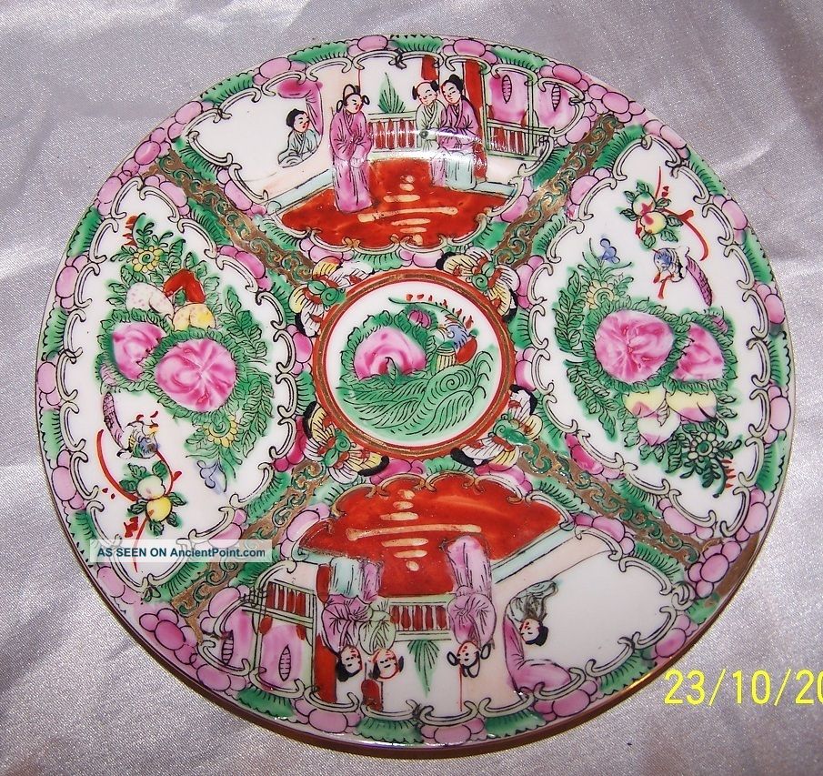 Asian,  Chinese Hand - Painted,  Signed,  Approx 20 - Century Polychrome Porcelain Plate Plates photo