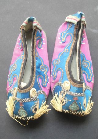Antique Chinese Silk Tiger Shoes Slippers photo