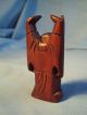 Small Vintage Antique Carved Reddish Wooden Buddha Arms Up Big Belly Oriental Buddha photo 2